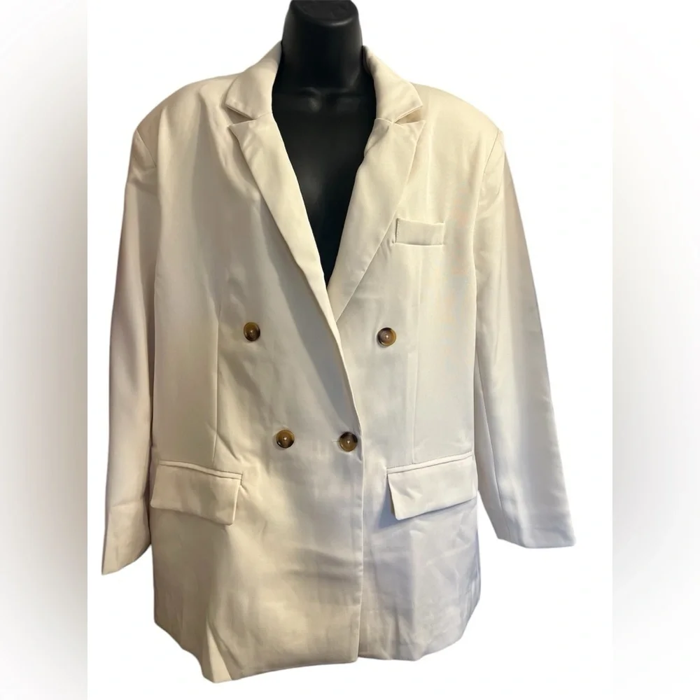 Steve Madden Women's White Double-Breasted Blazer Sz M NWT